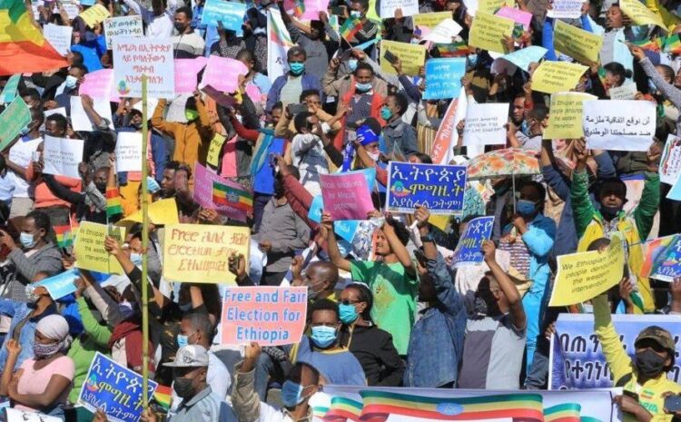  Ethiopia’s Tigray conflict: Tens of thousands attend anti-US rally